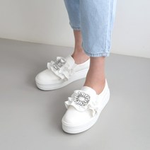 단골언니 여성 프릴 사각비죠 모코코 슬립온