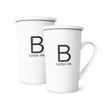 프렐류드 알파벳 뚜껑 머그컵 B 450ml, 혼합색상, 2개