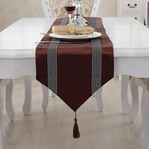 알럽홈 스톤라인 태슬 럭셔리 테이블러너, 브라운, 33 x 250 cm