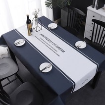 알럽홈 북유럽 미니멀 티테이블 식탁보, 네이비화이트A, 100 x 160 cm