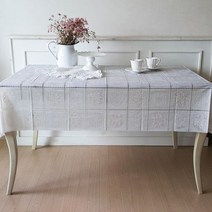 안젤라홈 레이스 방수 식탁보, 1 리스화이트, 135 x 300 cm