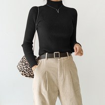 데일리앤 여성용 위빙 반폴라 골지 니트