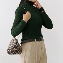 데일리앤 여성용 위빙 반폴라 골지 니트