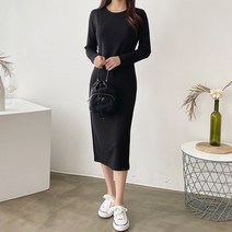 가비진 스판 옆트임 롱 원피스