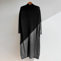 끌레느모네 여성용 캐시미어 반폴라 롱 니트 원피스