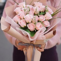 비누꽃 장미 꽃다발 10p 세트, 연연핑크