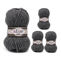 마마니트 슈퍼라나 메가필 털실 4p, 182 그레이, 55m