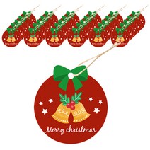 도나앤데코 크리스마스 7cm 리본장식 원형 태그 100p + 면끈 100p, 013 징글벨 레드, 1세트