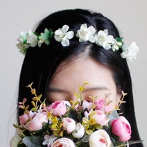 조화 부케 꽃팔찌 화관 셀프웨딩 스냅촬영 소품 1 화관, 화이트