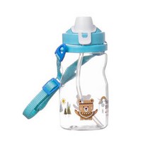 인디베어 어린이집 트라이탄 빨대 물병 + 뚱이 어깨끈, 스카이, 350ml