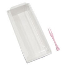 직사각 일회용 마카롱용기 화이트 + 미니포크, 300세트