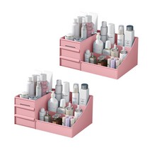 데스크 3단 화장대 정리함 핑크 RK_317, 2개