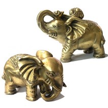 풍문 황동 재복 코끼리 조각상 2종 세트