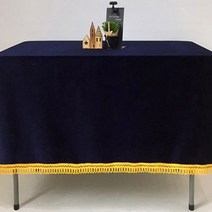 로고앤테이블 벨벳 U자형 수실 테이블보, 네이비, 280 x 160 cm