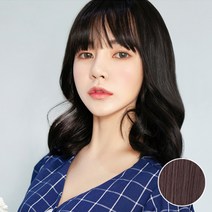 가발닷컴 여성용 인모 전체 가발 단발 웨이브 S컬, 자연 갈색, 1개