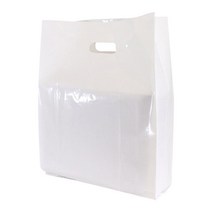 PE 화이트 링 무지 두꺼운 타입 옆폭 비닐쇼핑백 100p, 백색