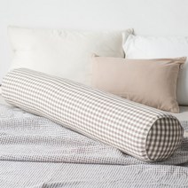 주호데코 멜란체크 바디필로우 원형 롱쿠션 커버, 모카