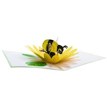 이음드림 3D 입체 팝업 카드 꿀벌, 화이트 + 옐로우, 1개