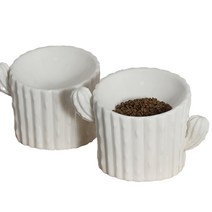 반려동물 선인장 도자기 밥그릇 YT_RC426, 화이트, 2개