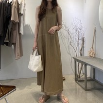 아뗄릭 스티치 절개 뒷 포켓 쿨린넨 롱원피스 00082