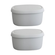 파스텔 실리콘 밀폐용기 그레이 L, 2개, 밀폐용기 2p