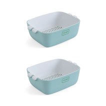 네이처타임즈 실리콘 이중채반 2p, 블루