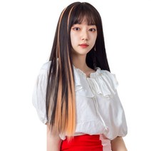 가발위드 와이드 컬러 포인트 피스 스트레이트 4p + 트윙클 붙임머리 세트, 코랄베이지(컬러피스), 랜덤발송(붙임머리), 1세트