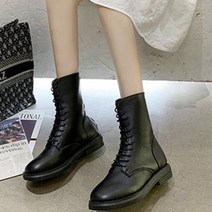 도도팩토리 여성용 펴레조 뒷지퍼 레이스업 워커 부츠