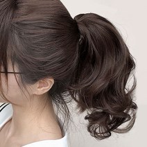 루즈루나 여성용 숏레이어드 세팅펌 포니테일 집게핀 부분가발, 2 블랙브라운, 1개