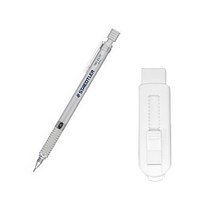 스테들러 메탈 제도샤프 실버 바디 925-25 + 슬라이딩 지우개 화이트 세트, 1세트, 0.9mm