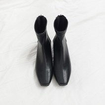 디아 할리아 스티치 가죽스판 뒷지퍼 앵클부츠 3cm