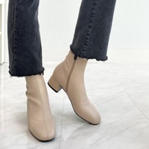 슈카르페 무드 가죽 앵클부츠 힐 4cm