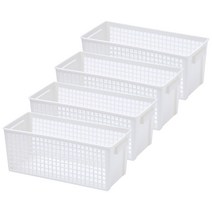 도림 직사각형 플라스틱 보관 바구니, 화이트 트럼펫, 4개