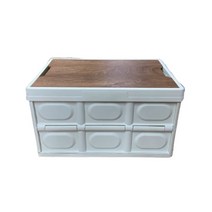 TAD 감성 캠핑 폴딩박스 52.5 x 36 x 29.5 cm + 나무상판, 화이트, 1세트