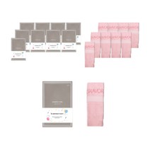 송월타월 샤보렌 가든파티 세면타월 130g 30수 뱀부얀 10p + 케이스 10p + 칠순팔순띠지 500 x 70 mm 10p 세트, 분홍(수건), 랜덤발송(케이스), A(띠지), 1세트