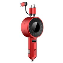 허리케인 차량용 USB 충전 시거잭 3 in 1, 레드