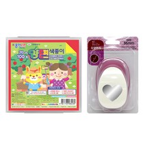 포코스 ReZo 모양펀치 R-36 + 종이나라 양면 색종이 10종 x 10p + 케이스, 1세트, 하트