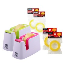 화신 901 테이프 컷터기 2p + 테이프리필 12mm 2p + 18mm 2p 세트, 핑크, 그린, 1세트