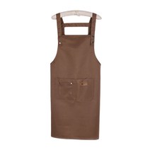 카페 공방 생활방수 어린이집 롱 목걸이형 앞치마, 브라운, 1개