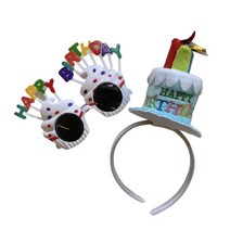 생일파티 용품 케익머리띠   아이스크림 안경 B세트, 블루(머리띠), 화이트(안경), 1세트