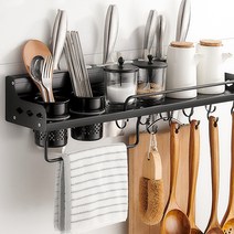 또죠 주방선반 조리도구 거치대 국자 걸이 60cm, 블랙, 1개