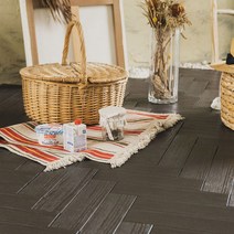 자연일상 테라스 헤링본 데크타일 조립식 마루 장판, 다크브라운, 9개