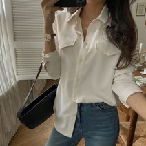 여성용 내추럴 페이크 포켓 셔츠