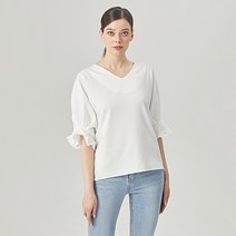 탱커스 소매 프릴 브이 우먼 긴팔 셔츠 TT4BL053L0