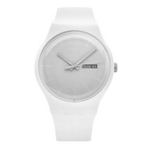 스와치 남성용 쿼츠 우레탄 시계 NEW GENT WHITE REBEL 41mm SUOW701