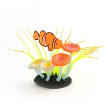 수족관 꾸미기 형광 수초 장식 흰동가리 + 말미잘, 혼합색상, 1개