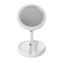 LED 폴딩 수납 탁상거울, 화이트