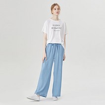 탱커스 여성용 데님 허리 밴딩 데일리 와이드 팬츠 TU1PT011L0