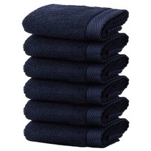 소프트터치 헤링본 보더 호텔수건 150g 40수 코마사, 네이비, 6개