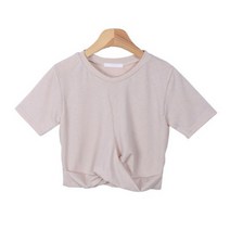 웨히니 여성용 라운드 꼬임 크롭 반팔 티셔츠 T9381K23